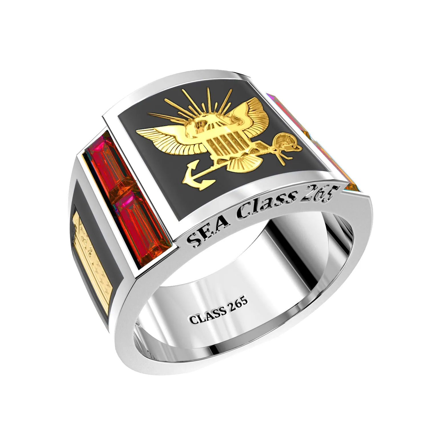 Men's or Ladies Customizable US Navy Senior Enlisted Academy Statement Class Ring CPO1893
