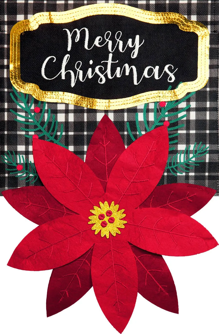 Merry Christmas Poinsettia Burlap Garden Flag 18" x 12.5"