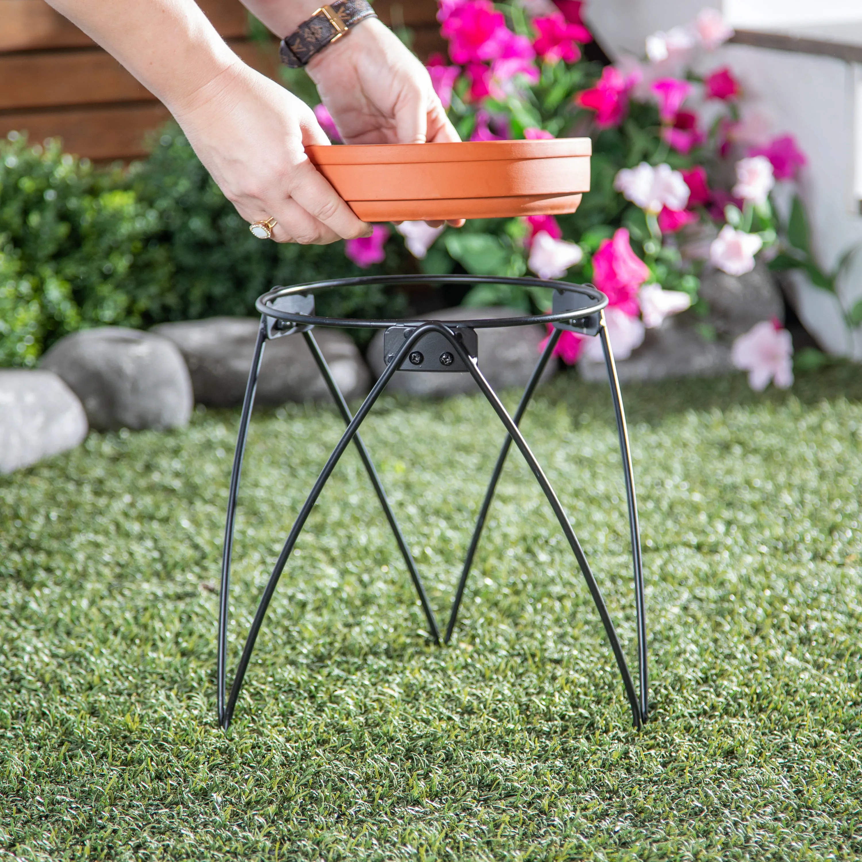 Metal Angled Bird Bath Stand,47m5393