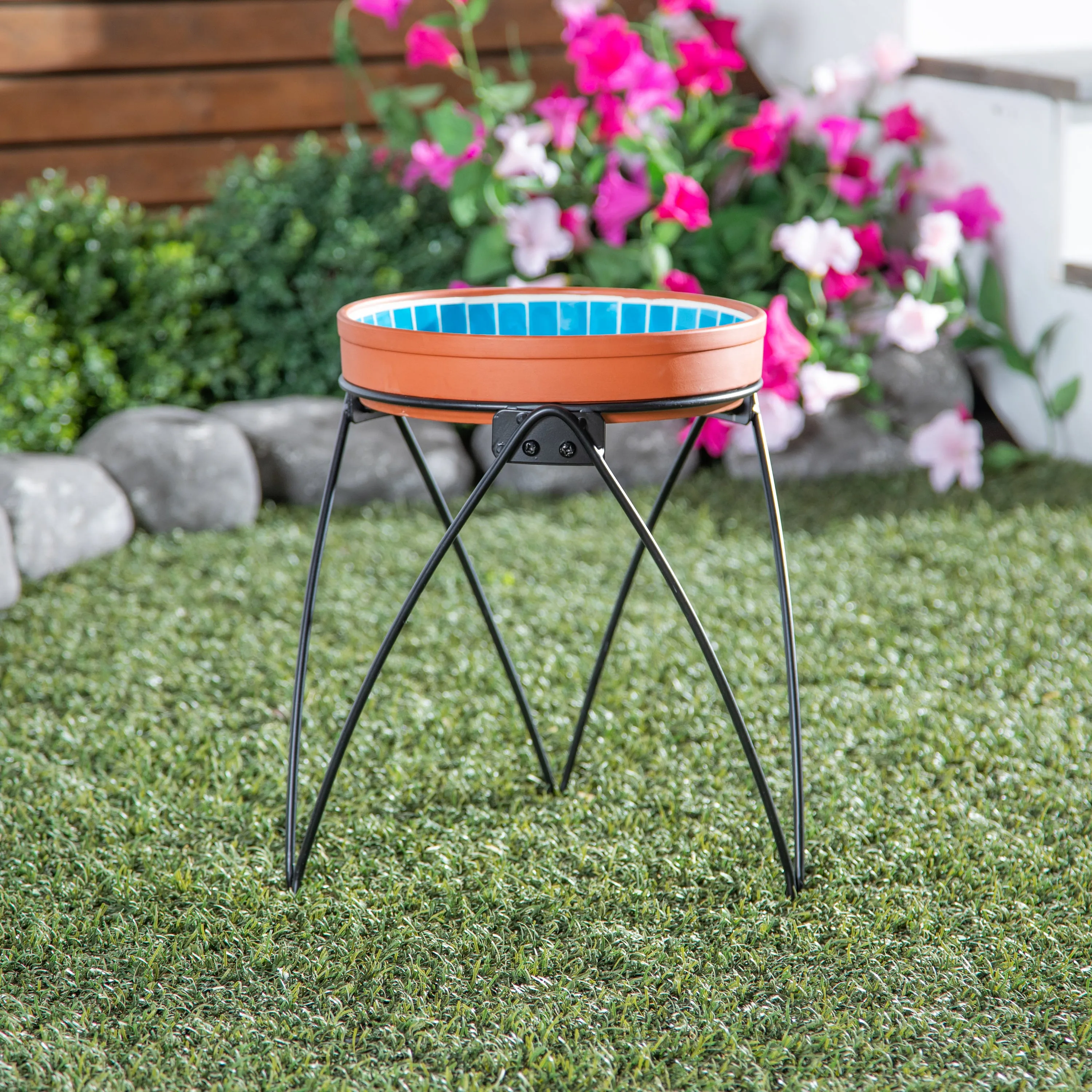 Metal Angled Bird Bath Stand,47m5393