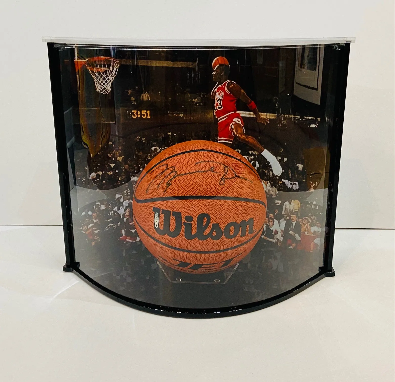 MICHAEL JORDAN SIGNED BASKETBALL AND SPECIAL PRESENTATION DISPLAY CASE