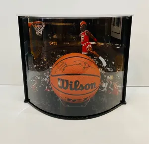 MICHAEL JORDAN SIGNED BASKETBALL AND SPECIAL PRESENTATION DISPLAY CASE