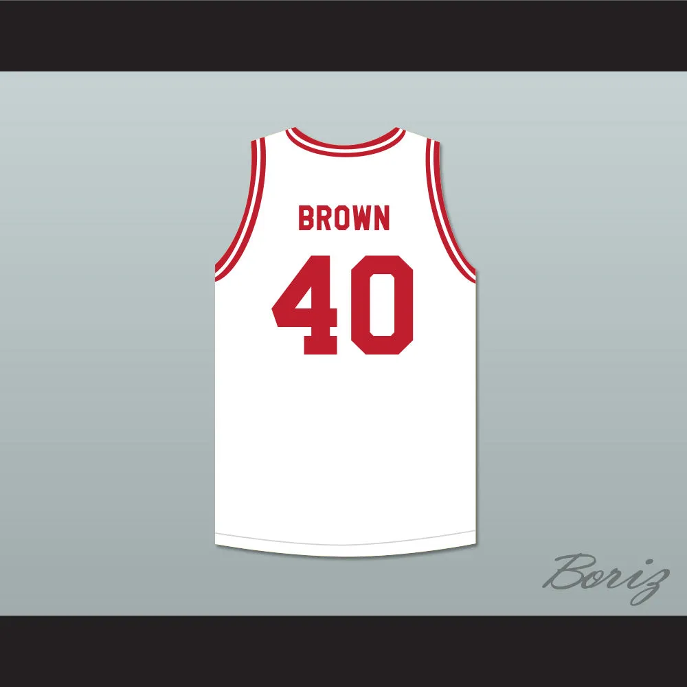 Mike Brown 40 Push Excel Pro Basketball Classic White Basketball Jersey 1988 Charity Event