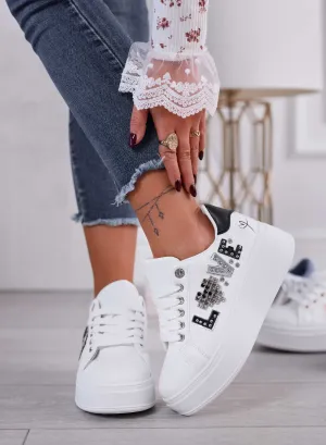 MIRTA - Sneakers bianche con retro nero e scritta love