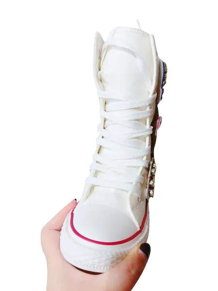 MOF Kids autumn hi-top shoes rhinestone canvas hi-top sneakers for girls