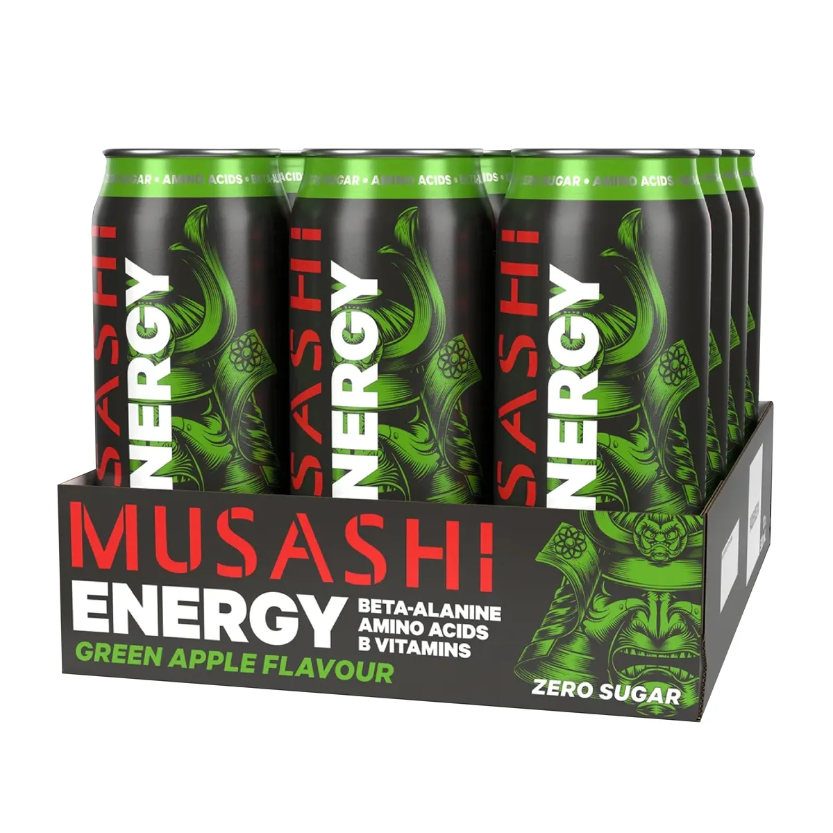 Musashi Energy Drink 500ml x 12 Green Apple [BBD MAR 2025]