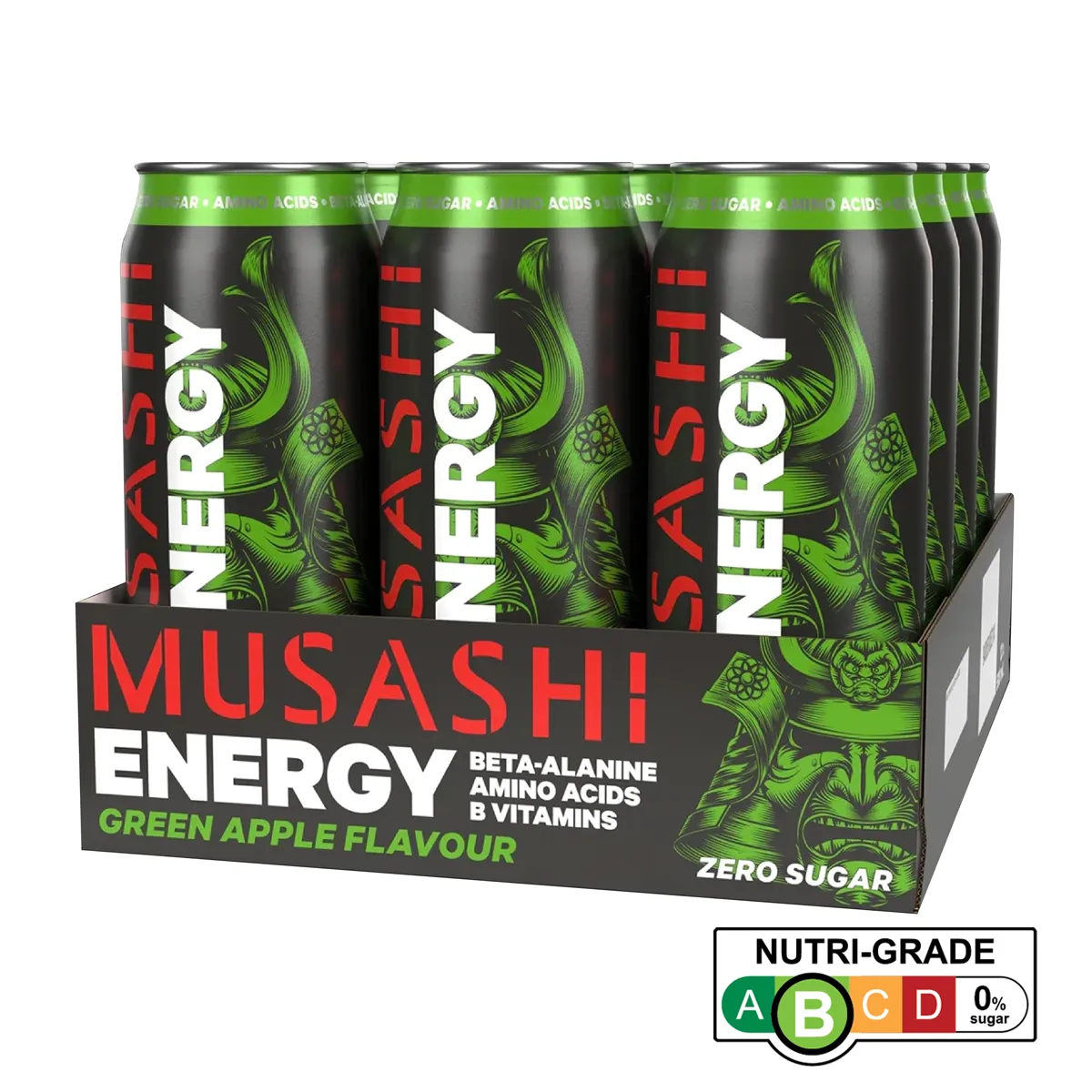 Musashi Energy Drink 500ml x 12 Green Apple [BBD MAR 2025]