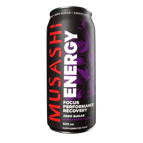 Musashi Energy Drink 500ml x 12 (Purple Grape) Focus | Performance | Energy | Pre-Workout