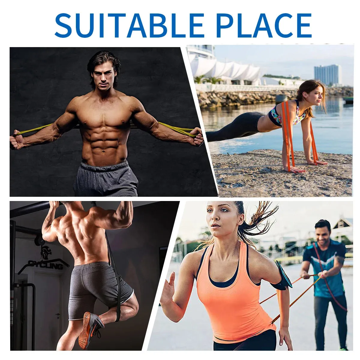 Natural Rubber Resistance Bands - 41" (208cm) for Fitness