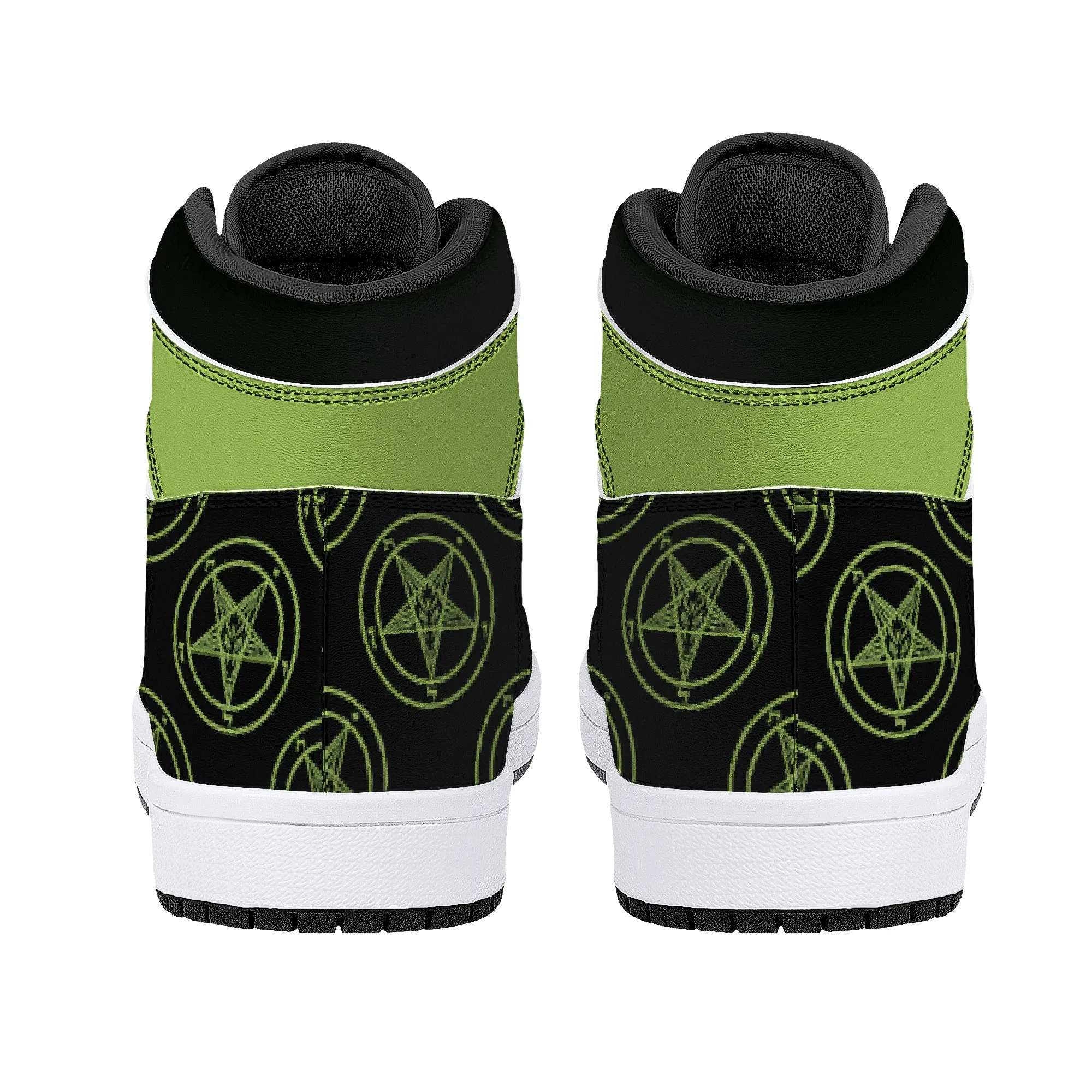 Neon Green Baphomet High-Top  Faux Leather Sneakers /Unisex /- Black