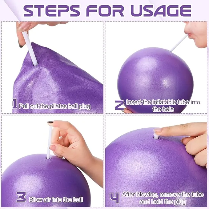 New 25cm Pilates Ball, 9,8 Inch Small Exercise Ball Mini Yoga Ball Gym Ball for Home Gym Pilates, Yoga, Balance, Core Training, Stability, Stretching with Inflation Straw