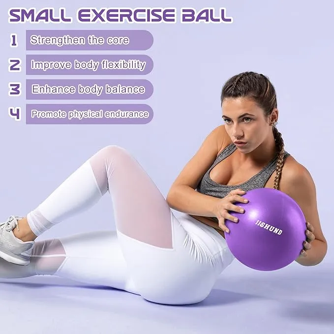 New 25cm Pilates Ball, 9,8 Inch Small Exercise Ball Mini Yoga Ball Gym Ball for Home Gym Pilates, Yoga, Balance, Core Training, Stability, Stretching with Inflation Straw