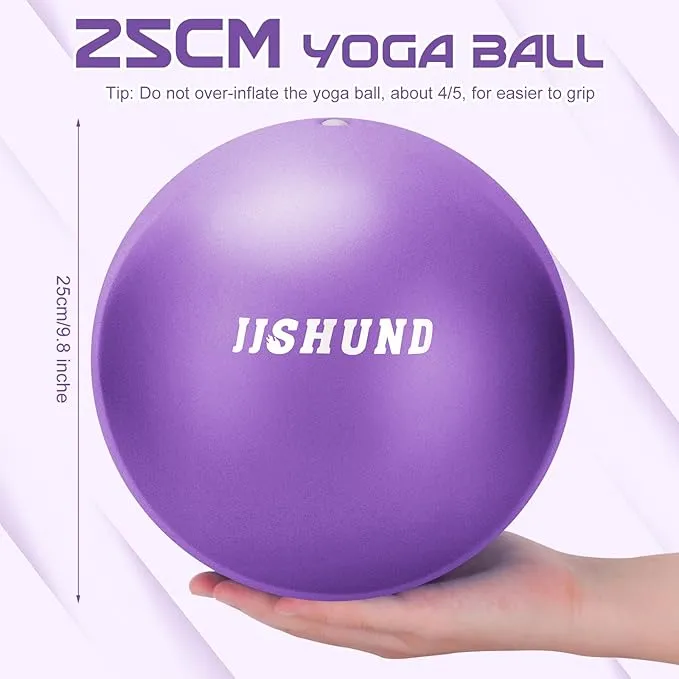 New 25cm Pilates Ball, 9,8 Inch Small Exercise Ball Mini Yoga Ball Gym Ball for Home Gym Pilates, Yoga, Balance, Core Training, Stability, Stretching with Inflation Straw