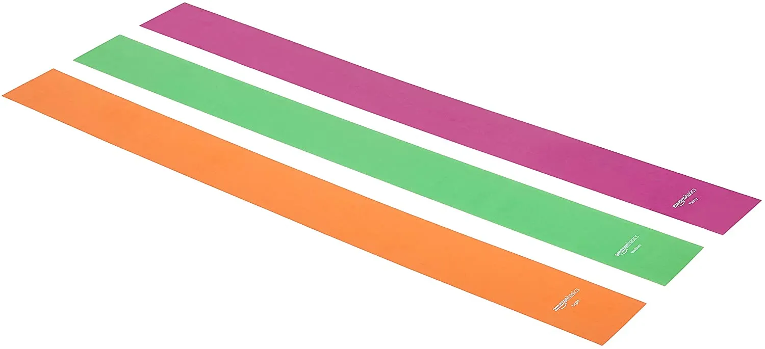 New AmazonBasics TPE Resistance Band - 1500mm, 3-Piece Set! Includes Light, Medium & heavy Bands!