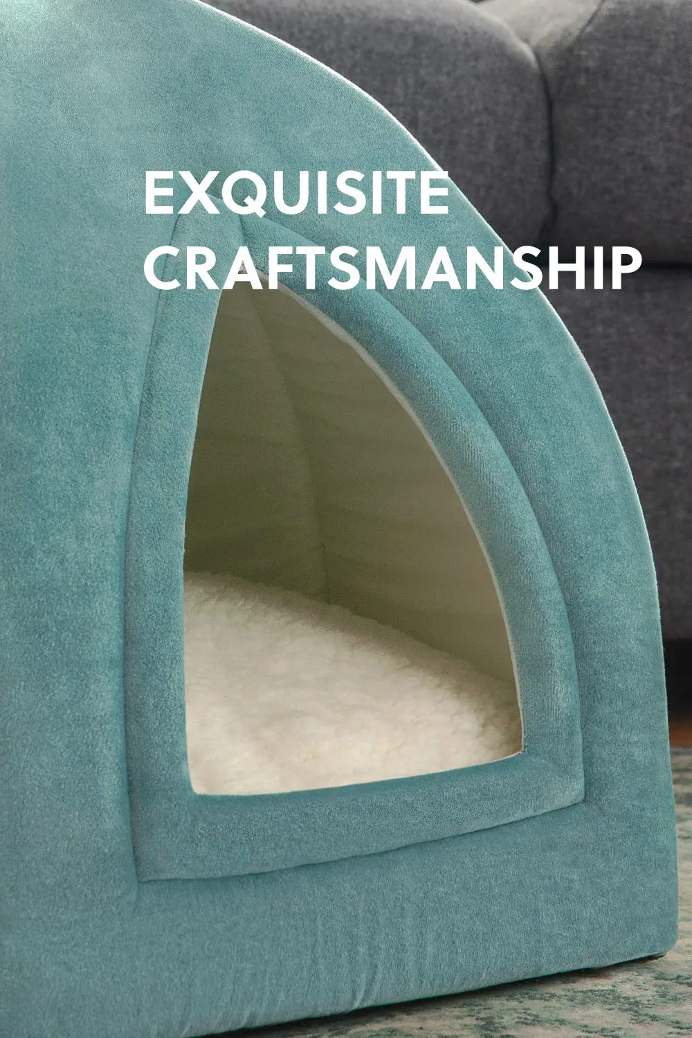 NEW Bedsure Pet Tent Cave Bed for Cats/Small Dogs - 15x15x15 inches 2-in-1 Cat Tent/Kitten Bed/Cat Hut with Removable Washable Cushioned Pillow - Microfiber Indoor Outdoor Pet Beds, Washed Blue