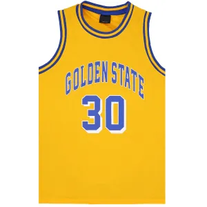 New Men's Basketball Jersey Sports T Shirt Tee Vest Tops Gym Chicago Los Angeles, Yellow - Golden State 30, M