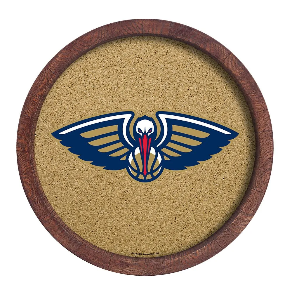 New Orleans Pelicans: "Faux" Barrel Framed Cork Board