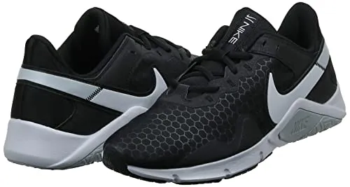 Nike Women's W Legend Essential 2 Black/White-Pure Platinum Running Shoe-4 Kids UK (CQ9545-001)