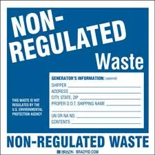 NON-REGULATED WASTE GENERATOR INFORMATION Labels