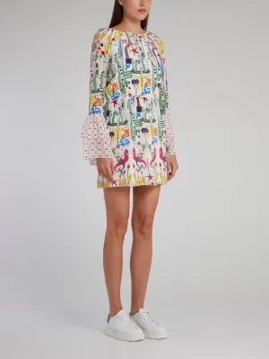 Nora Bell Sleeve Printed Mini Dress