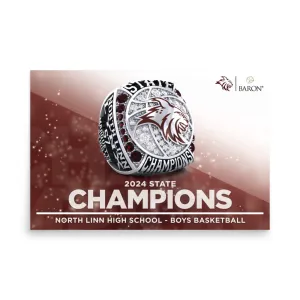 North Linn High School Boys Basketball 2024 Championship Poster (24 x 36 Landscape)