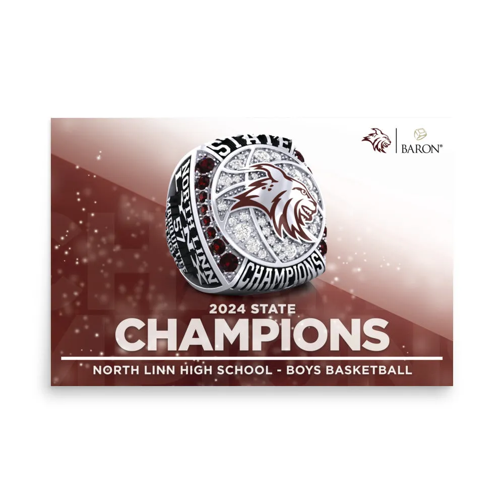 North Linn High School Boys Basketball 2024 Championship Poster (24 x 36 Landscape)