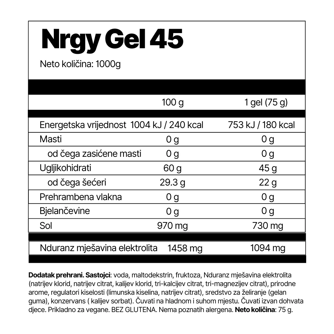 Nrgy Gel 45 (bočica za višekratno punjenje)   Flask za gel GRATIS