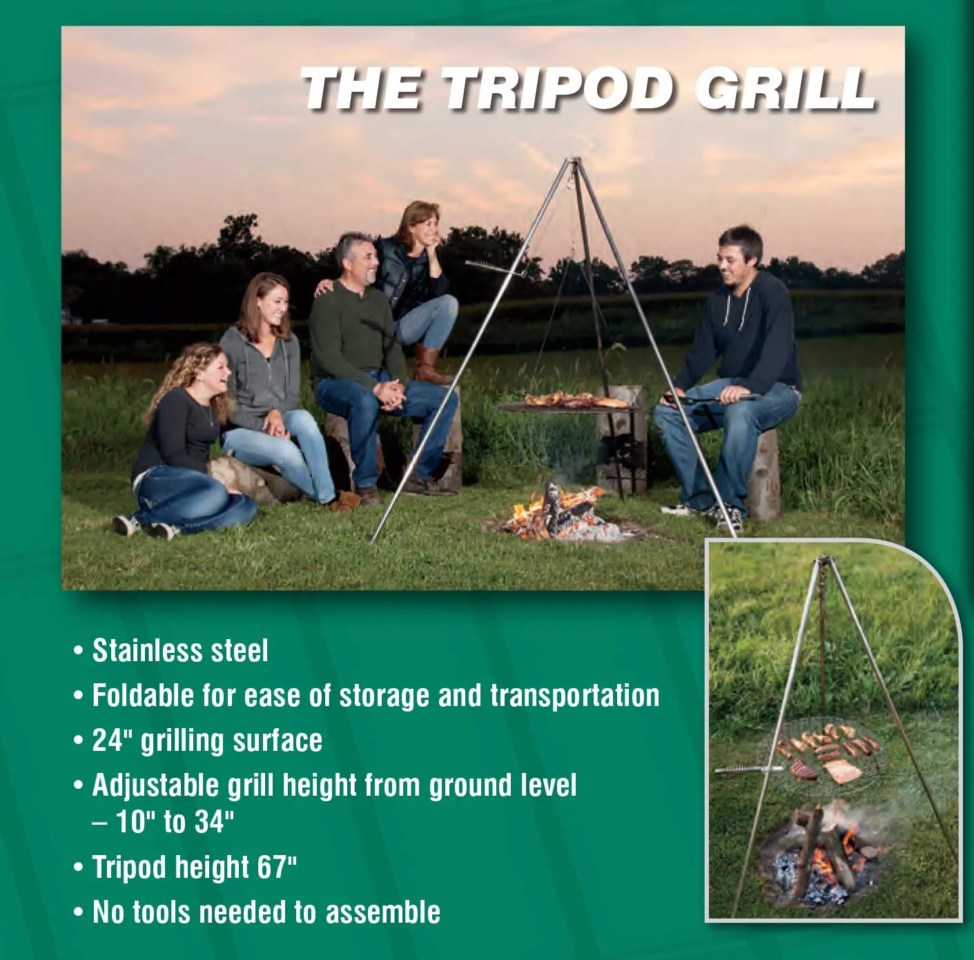 Outdoor Tripod Campfire Grill