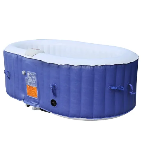 Oval Blue Inflatable Hot Tub With Drink Tray and Cover - 2 Person - 145 Gallon I SPAFAIR