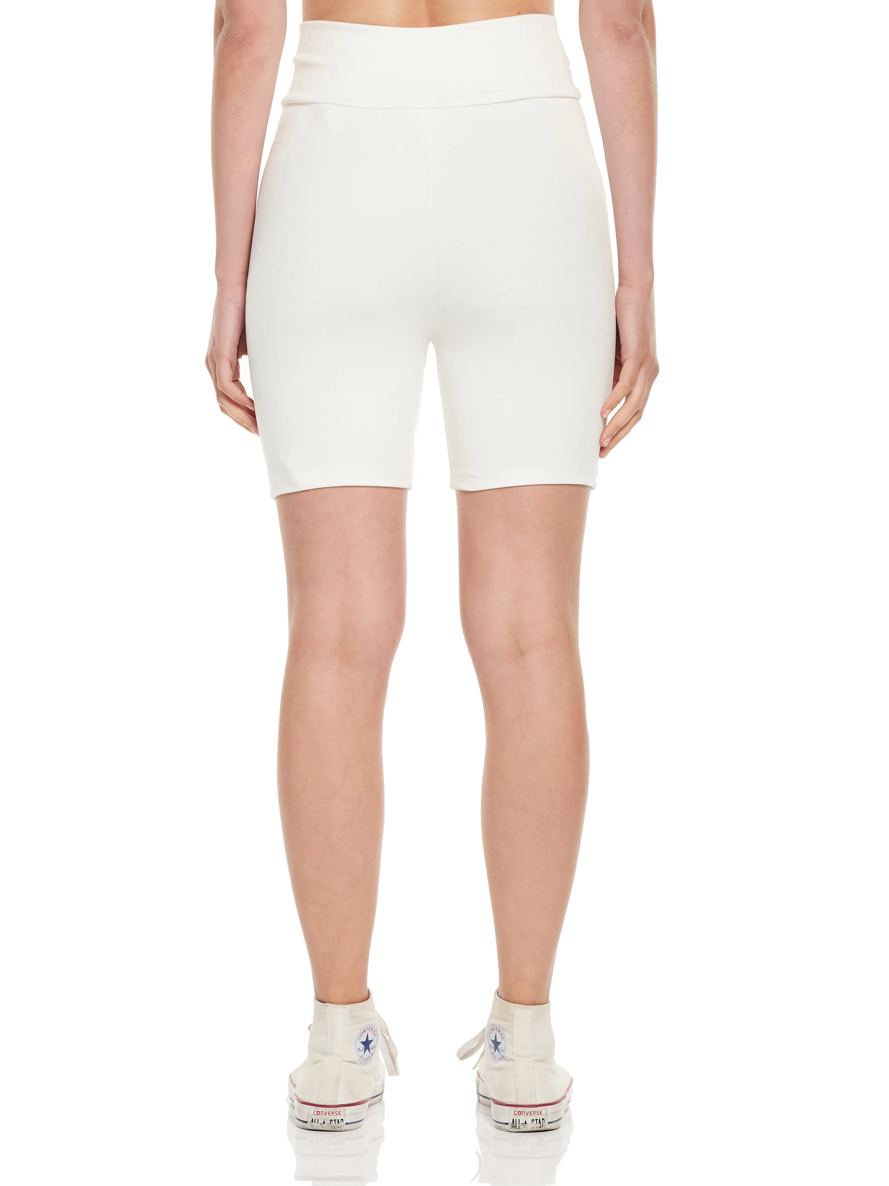 Overlapped Waist Cotton Spandex Interlock Shorts