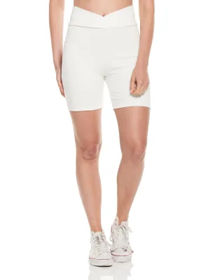 Overlapped Waist Cotton Spandex Interlock Shorts