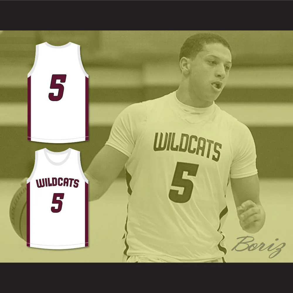 Patrick Mahomes 5 Whitehouse High School Wildcats White Basketball Jersey 1
