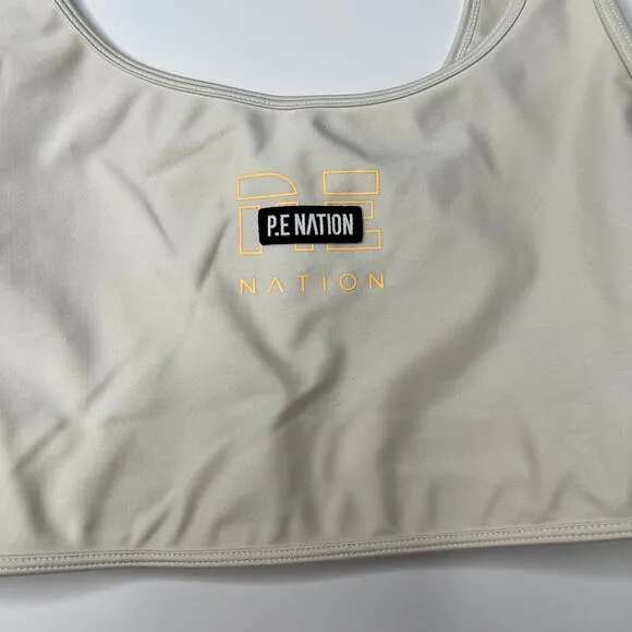 PE nation Grand Stand Sports Bra in Pristine Cream Womens Small