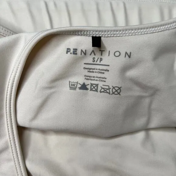 PE nation Grand Stand Sports Bra in Pristine Cream Womens Small