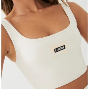 PE nation Grand Stand Sports Bra in Pristine Cream Womens Small