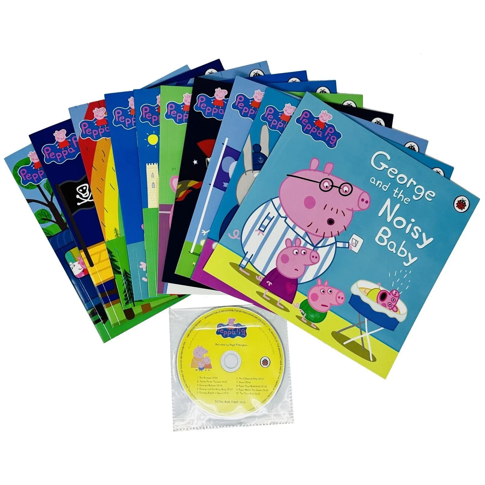Peppa Pig Yellow Bag 10 Books Collection Set including CD (The Train Ride, Pedro’s Pirate Treasure)