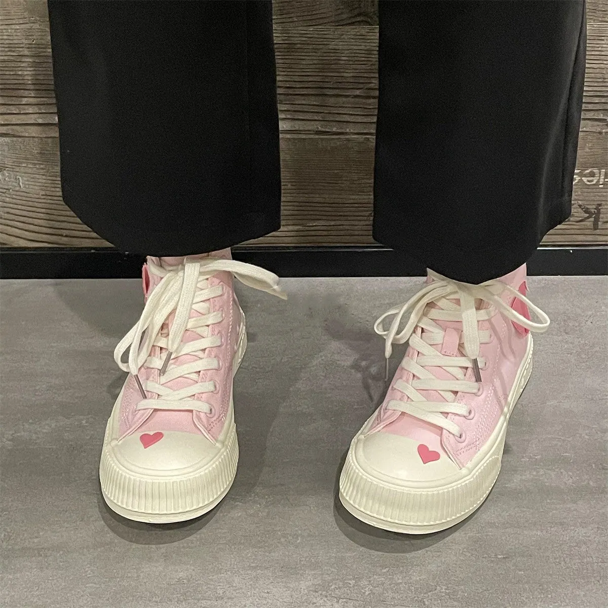 Pink High Top canvas shoes  KF83531