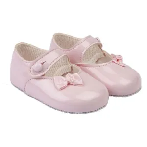 Pink Patent Rose Bow Soft Sole Shoes
