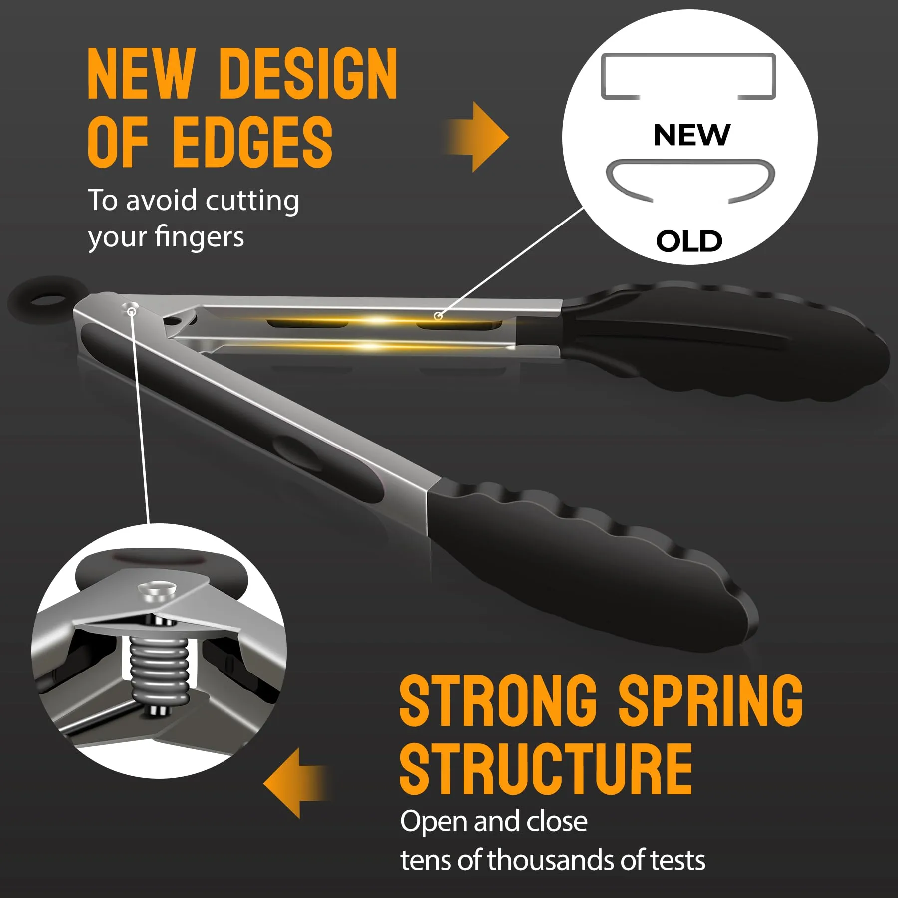 Premium Stainless Steel Locking Kitchen Tongs with Silicon Tips, Set of 9" and 12"