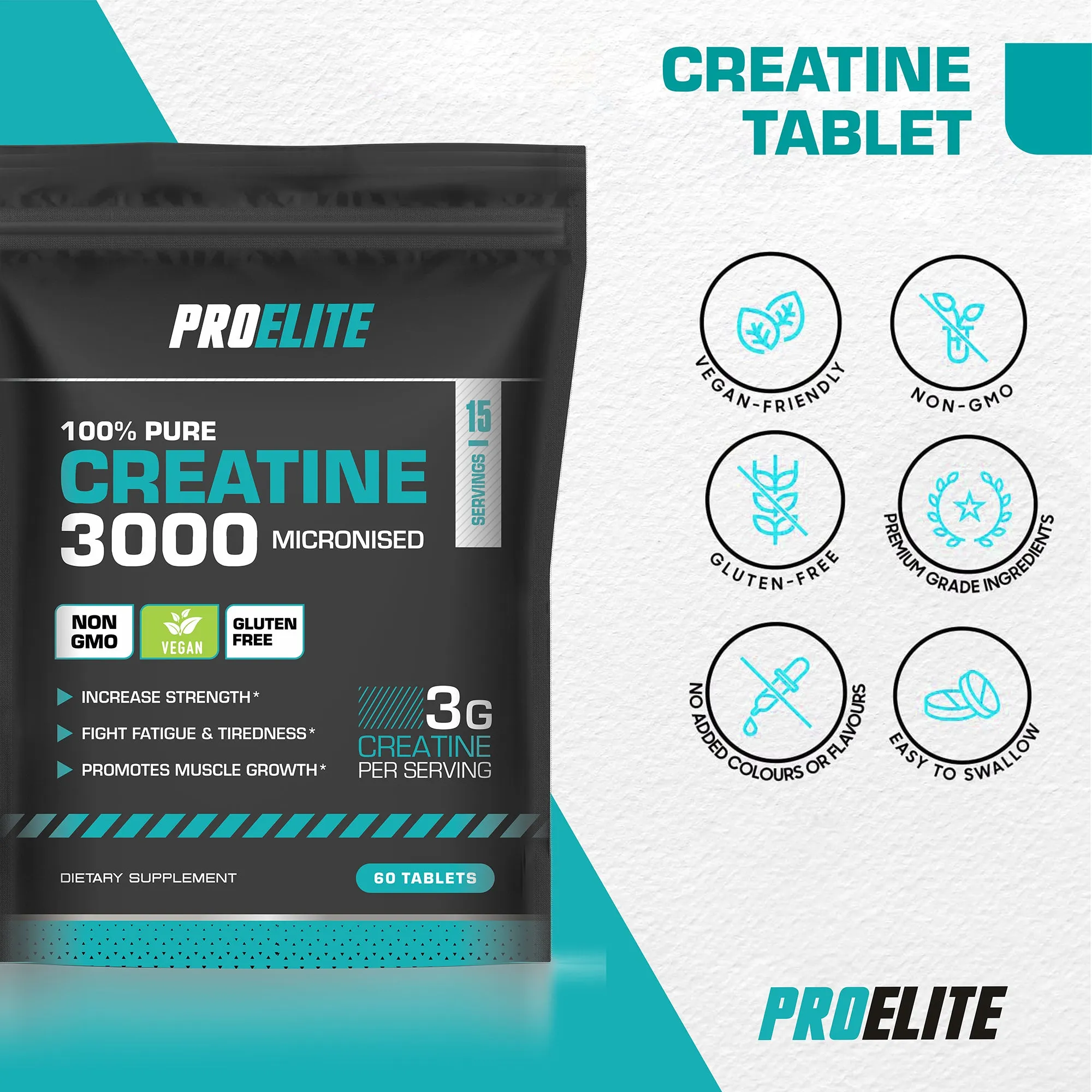 PROELITE Creatine Monohydrate 500mg Vegan Tablets