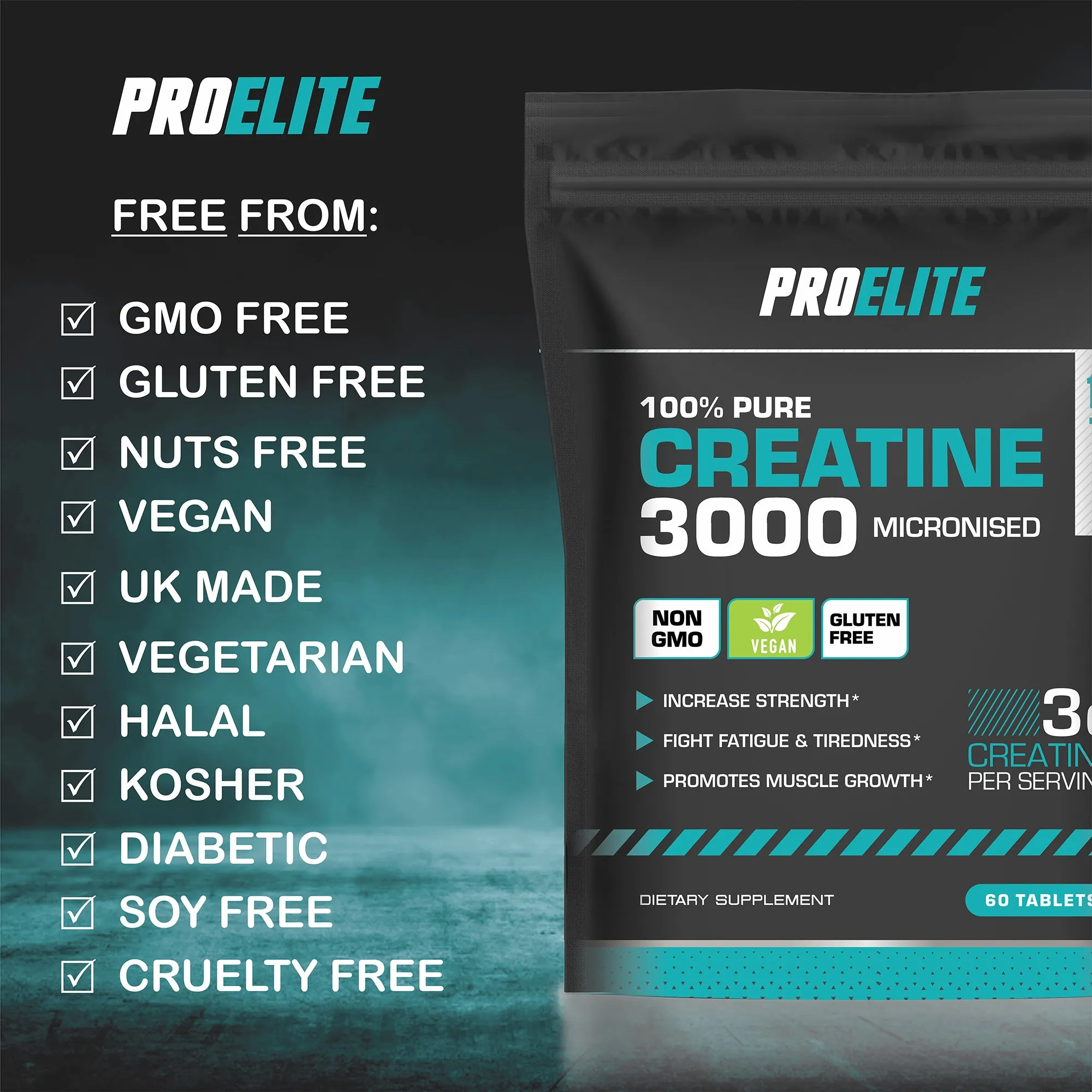PROELITE Creatine Monohydrate 500mg Vegan Tablets