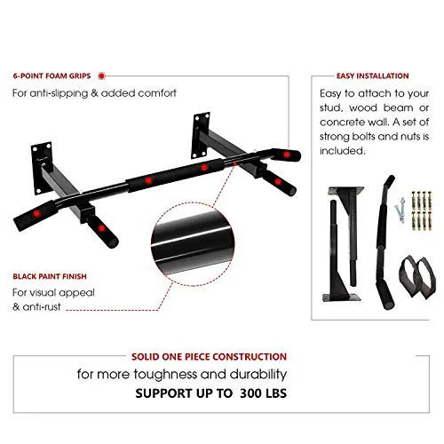 Protoner Wall Mounting Chin Up Bar and Ab Strap Combo