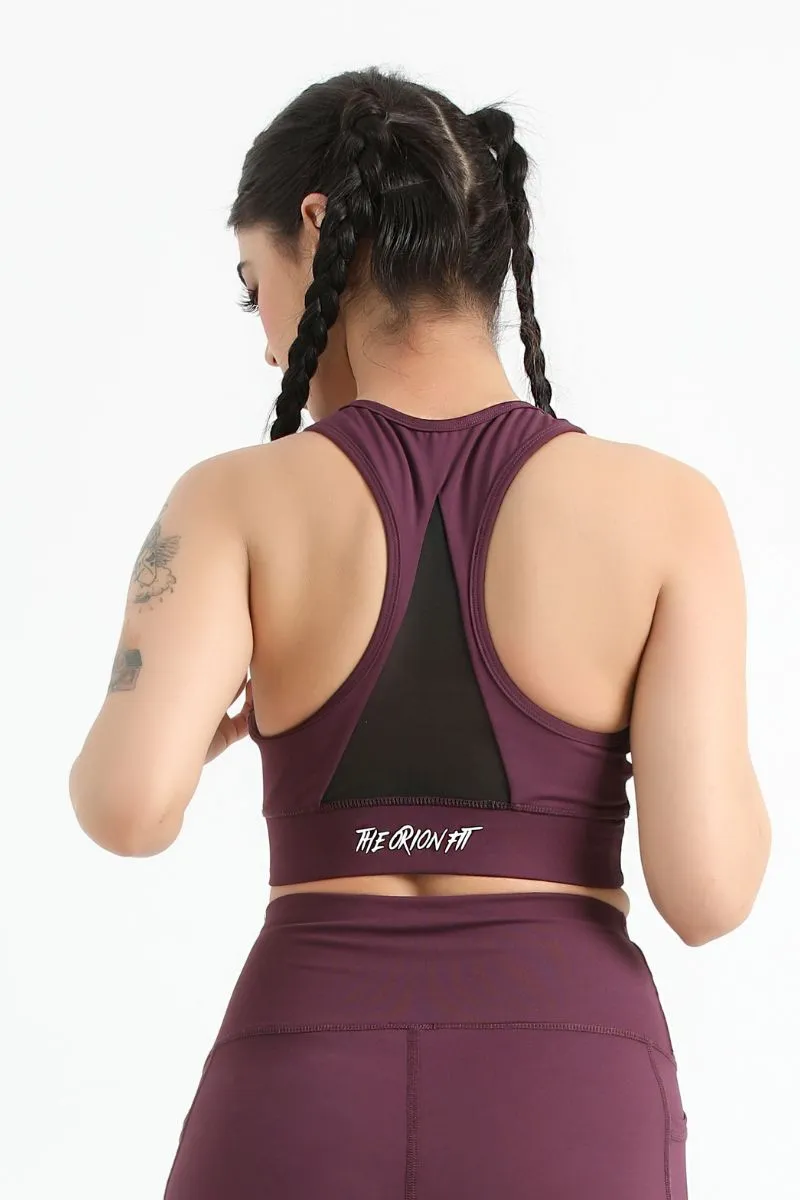 QUEEN MESH VELOCITY CROP TOP (MAROON)