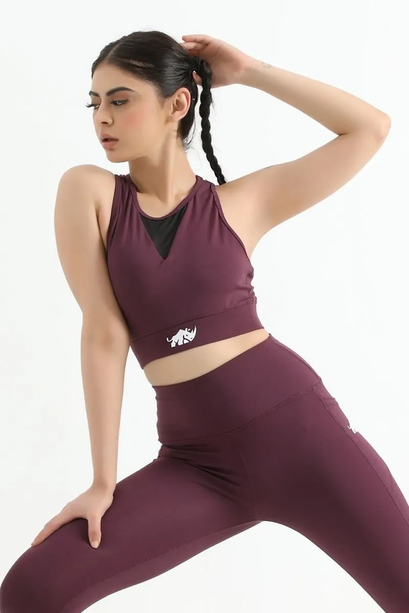 QUEEN MESH VELOCITY CROP TOP (MAROON)