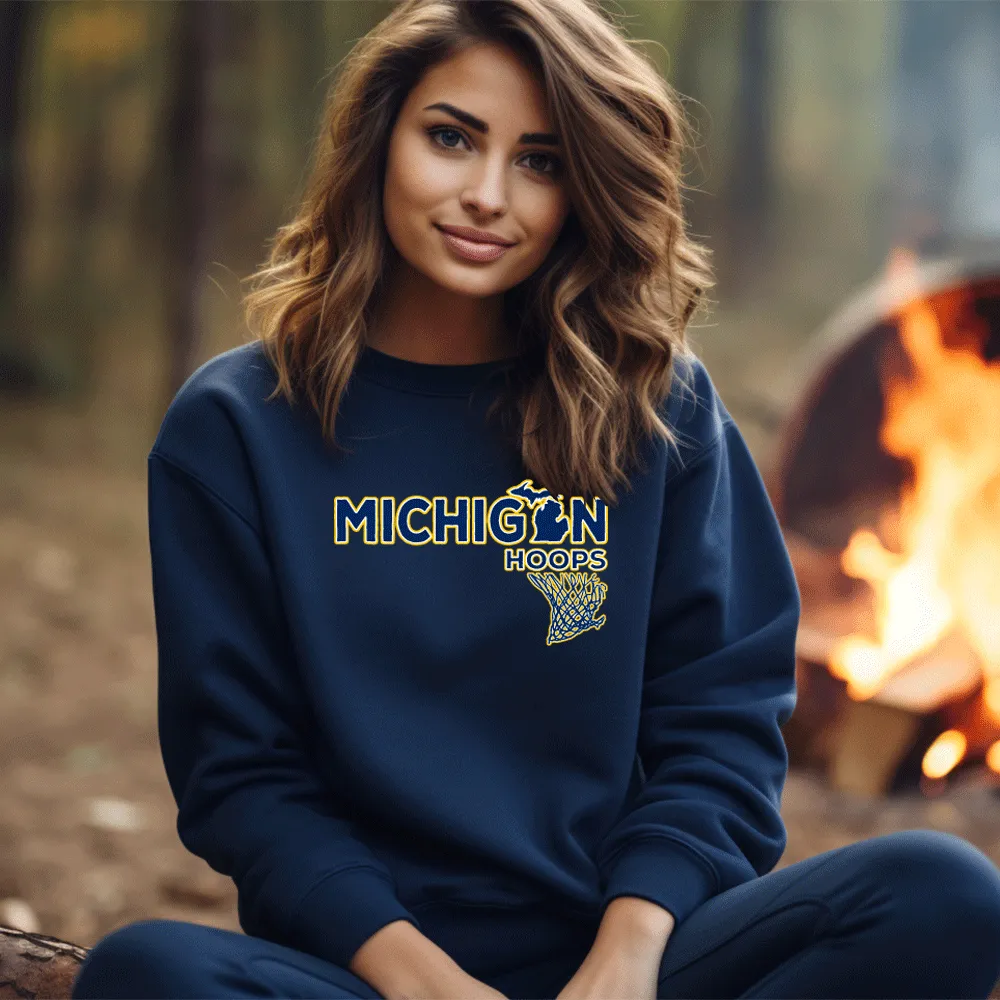 "Michigan Hoops" Relaxed Fit Classic Crew Unisex Sweatshirt