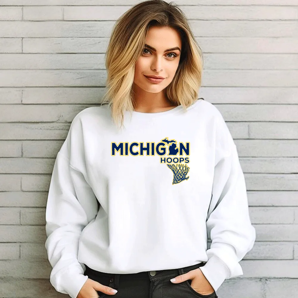 "Michigan Hoops" Relaxed Fit Classic Crew Unisex Sweatshirt