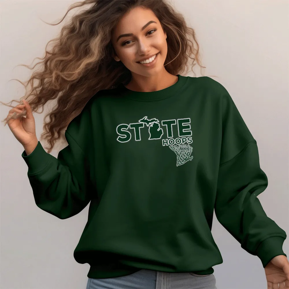 "State Hoops" Relaxed Fit Classic Crew Unisex Sweatshirt