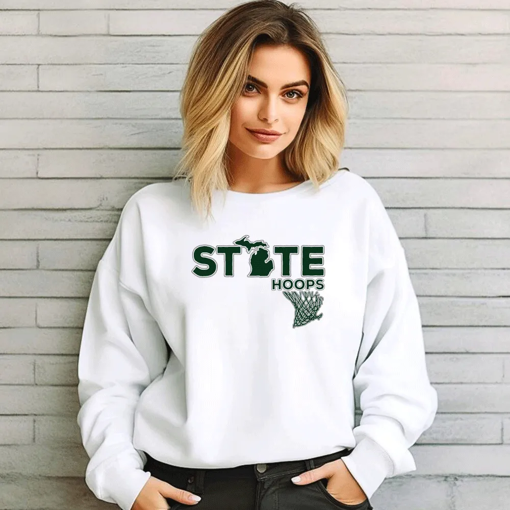 "State Hoops" Relaxed Fit Classic Crew Unisex Sweatshirt