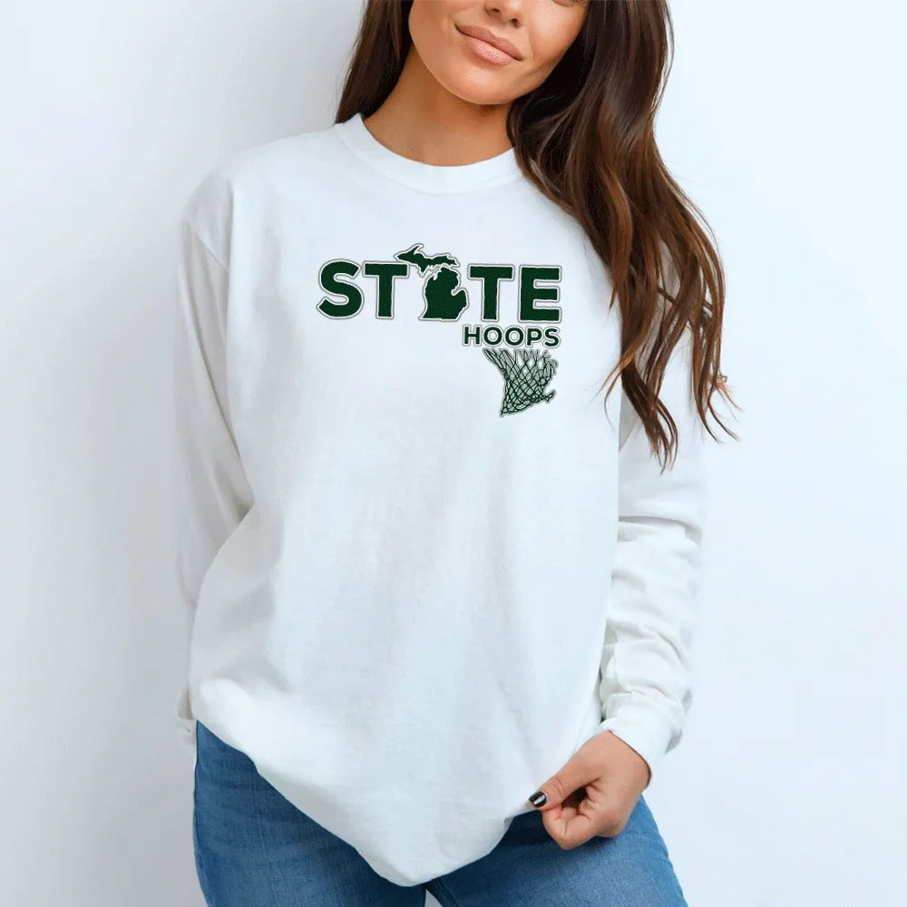 "State Hoops" Relaxed Fit Long Sleeve Unisex T-Shirt
