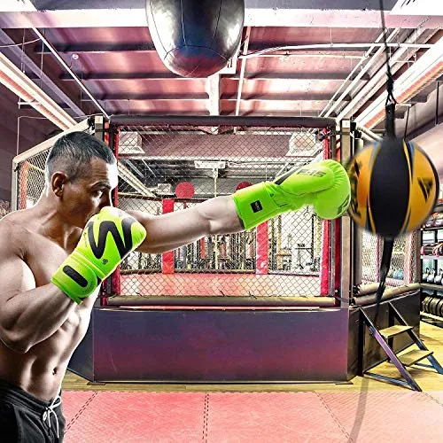 RDX Boxing Gloves for Training & Muay Thai | Convex Skin Leather Gloves for Sparring, Kickboxing, Fighting, Punch Bags, Double End Speed Ball & Focus Pads Punching